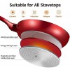 Frying Pan 9.5 inch Non-stick Skillet for All Stoves 100% Non-toxic Cooking Pans Red Cookware Induction Dishwasher Safe