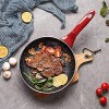 Frying Pan 9.5 inch Non-stick Skillet for All Stoves 100% Non-toxic Cooking Pans Red Cookware Induction Dishwasher Safe