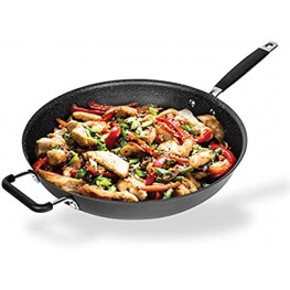 Granitestone Pro 14” Frying Pan Nonstick Extra Large Hard Anodized Frying Pan with Ultra Nonstick Coating Family Sized Open Skillet with Stay Cool Rubberized & Helper Handle Oven & Dishwasher Safe…