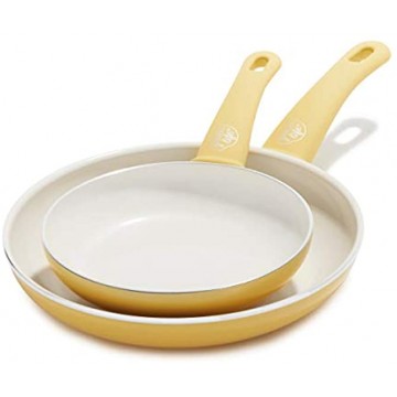GreenLife Soft Grip Healthy Ceramic Nonstick Frying Pan Skillet Set 7 and 10 Yellow