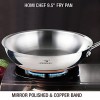 HOMI CHEF Mirror Polished Copper Band NICKEL FREE 9.5-Inch Fry Pan Stainless Steel No Toxic Non Stick Coating Induction Cookware Frying Pan Skillet Pan Flat Nickel Free Pans Skillets