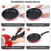 HUGOOD Nonstick Frying Pan Set 3 Piece PEEK Coating Non-stick Frying Pan Cookware Skillet Set for Induction Cooktop Gas Electric,8 Inch 9.5 Inch and 11 Inch Dishwasher-Safe Red & Black