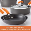 Rachael Ray Brights Hard Anodized Nonstick Frying Pan Fry Pan Hard Anodized Skillet 8.5 Inch Gray with Orange Handles