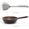 Traditional Carbon Steel 12.5 Inch Hand Hammered Iron Wok for Electric Induction and Gas Stoves with Lid and Spatula