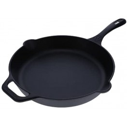 Victoria Cast Iron Skillet Large Frying Pan with Helper Handle Seasoned with 100% Kosher Certified Non-GMO Flaxseed Oil 12 Inch Black