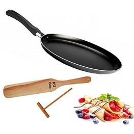 10.2" inch Non-Stick Coating Granite Crepe Pan & Crepe Spreader Stick & 12" inch Spatula Turner Made of Aluminum Pan Great for Crepes Omelets Eggs Pancake Dishwasher Safe