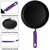 Crepe Pan ROCKURWOK Nonstick Pancake Pan with Silicone Handle Frying Skillet Griddle for Omelette Tortillas Dosa 9.5-Inch Violet