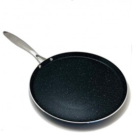 New improved Ricovero STONE Line. 11 inch INDUCTION Hard Anodized 3.0mm Thickness Aluminum with three Non-Stick Stone Ceramic Coatings Crepe Pancake Pan GREY Color