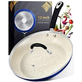 Non Stick Stone Coated Navy Frying Pan with Black Handle 12 Inch