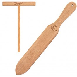 The ORIGINAL Crepe Spreader and Spatula Kit 2 Piece Set 5” Spreader and 14” Spatula Convenient Size to Fit Medium Crepe Pan Maker | All Natural Beechwood Construction only From Indigo True Company