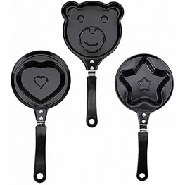3 Pack Omelet Pan,Egg Frying Pan with Hand,Nonstick Coating Frying Grill Pan for Cooking Ham Omelet Egg Muffins BaconBear,Heart,Star