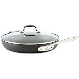 All-Clad HA1 Hard Anodized Nonstick Frying Pan with Lid 12 Inch Pan Cookware Medium Grey -