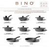 BINO Cookware Nonstick Stock Pot with Lid 2.5 Quart Matte Grey | THE DIAMOND COLLECTION | Premium Quality Nonstick Cast Aluminum Casserole Stockpot | Stay-Cool BAKELITE Handles | Non-Toxic