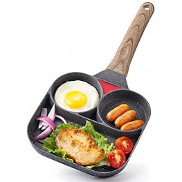 Egg Frying Pan 3 Section Divided Skillet Square Egg Pan HOUSALE Nonstick Egg Breakfast Pan for Burger and Bacon Suitable for Gas Stove & Induction