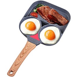 Egg Frying Pan 3 Section Square Divided Egg Pan Chickwin 7.5 INCH Nonstick Fired Egg Pan Breakfast Omelet Skillet for Burger Bacon and Egg Suitable for Gas Stove & Induction Cooker