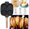 Egg Frying Pan Pancake Pan With Lid Nonstick 4 Cups Fried Egg Pan Aluminium Alloy Cooker For Breakfast Suitable For Gas Stove & Induction Cooker