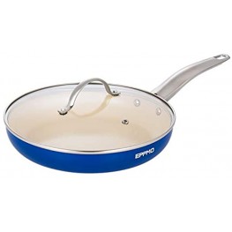 EPPMO Healthy Ceramic Nonstick Frypan Non-toxic Skillet With Lid Dishwasher Safe Cookware,Sapphire Blue 10 Inch