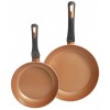 Gibson Home Eco-Friendly Hummington with Induction Base Forged Aluminum Non-Stick Ceramic Cookware with Soft Touch Bakelite Handle 2-Piece Fry Pan Set 8 & 10 Metallic Copper