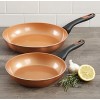 Gibson Home Eco-Friendly Hummington with Induction Base Forged Aluminum Non-Stick Ceramic Cookware with Soft Touch Bakelite Handle 2-Piece Fry Pan Set 8 & 10 Metallic Copper