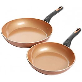 Gibson Home Eco-Friendly Hummington with Induction Base Forged Aluminum Non-Stick Ceramic Cookware with Soft Touch Bakelite Handle 2-Piece Fry Pan Set 8" & 10" Metallic Copper