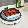 Japanese Omelette Pan Non-stick Coating Tamagoyaki Egg Pan Rectangle Mini Frying Pan with Silicone Spatula & Brush Blue