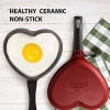 Neoflam 5.5'' Ceramic Nonstick Little Shaped Frying Griddle Pan Shaper Mini Pancake Waffle Maker with Heat Resistant Handle for Breakfast Scrambled Egg Grilled Cheese Red Heart