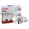 Vinod Stainless Steel Kadhai with Lid 26 cm Silver 3.7 Liter 4.5 Litre Induction Friendly Platinum