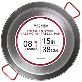 Machika Polished Steel Paella Pan 15 inch 38 cm