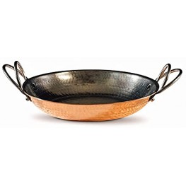 Sertodo Copper Alicante Paella style Cooking Serving Pan 6 Inch Diameter Pure Copper Heavy Gauge Hand Hammered Patented Stainless Steel Handles