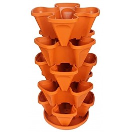 Stackable Flower Plant Pot Tower Multi-Layer Vertical Plant Pot Planter Four Petal Plastic with Tray for Strawberry Vegetable Garden Balcony Orange