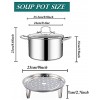 5-Quart Stainless Steel Stock Pot Food Grade Stainless Steel Heavy Duty Induction Stock Pot Stew Pot Steamer,Simmering Pot Soup Pot with See-Through Lid Dishwasher Safe 26cm