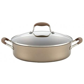 Anolon Advanced Hard Anodized Nonstick Stockpot Dutch Oven with Lid 5.5 Quart Light Brown