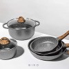 BINO Cookware Nonstick Stock Pot with Lid 2.6 Quart Speckled Gunmetal | THE CLASSIC COLLECTION | Premium Quality Nonstick Cast Aluminum Casserole Stockpot | Stay-Cool BAKELITE Handles | Non-Toxic