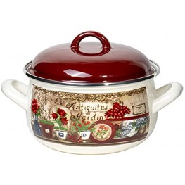 Enamel On Steel Round Covered Stockpot Pasta Stock Stew Soup Casserole Dish Cooking Pot with Lid Up to 3 Quarts 18 cm