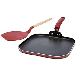 Goodful Aluminum Non-Stick Cookware Dishwasher Safe Made Without PFOA 11-Inch Square Griddle Red