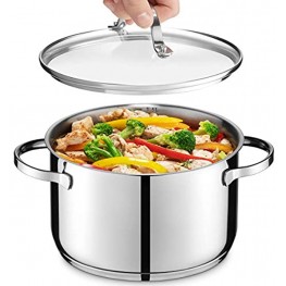 GOURMEX Tango Induction Casserole | Stainless Steel Pot With Glass Cookware Lid | Interior Measurement Markings | Compatible with All Heat Sources | Dishwasher Oven Safe 4 Quart
