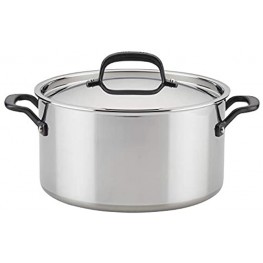 KitchenAid 5-Ply Clad Polished Stainless Steel Stock Pot Stockpot with Lid 8 Quart
