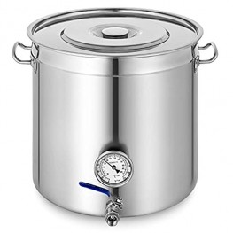 Mophorn Brew Kettle Stockpot Stainless Steel Bot Brewing with lid Home Brewing for Beer Brewing Maple Syrup Stainless Steel Stock Pot Cookware with Lid & Thermometer 35 Quart