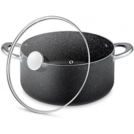 Nonstick Stock Pot Induction 6Qt 6L Casserole Pot with Lid Soup Pot Neverstick Cookingpot Granite Coating-PFOA Free S.S Handle Oven & Dishwasher Safe