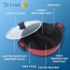 Slitree Double-Flavor Die Cast Alum Hot Pot Shabu Shabu Pot with Divider&Tempered Glass Lid,Nonstick Granite Coating,Easy Cleaning Dishwasher Safe for Family Party,11.8in Diameter 4.4 Quart Red