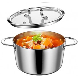 Stainless Steel Induction Pot with Glass Lid 3Qt 7.9 Inch Compatible with All Heat Sources Oven Resistant Dishwasher Safe Stockpot Stew Cooking Pot