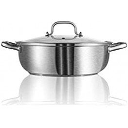 VENTION Shallow and Wide Soup Pot Nonstick Stainless Steel Stockpot with Glass Lid Great for Shabu Shabu Hot Pot Suppot for Using on Induction Cooktop and Gas Grills Dishwasher Safe 6 4 5 Quart