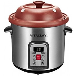Vitaclay VM7800-5C Smart Organic Clay Multi-Crocks N' Stock Pot 6.5 quart Stainless Steel Black