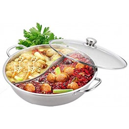 Yzakka Stainless Steel Shabu Hot Divider for Induction Cooktop Gas Stove Include Pot Spoon 30cm With Cover