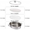 8Qt Stainless Steel Fish Steamer Multi-Use Oval Roasting Cookware & Hotpot with Rack Ceramic Pan Chuck Pasta Pot Stockpot for Steaming Fish Boiling Soup