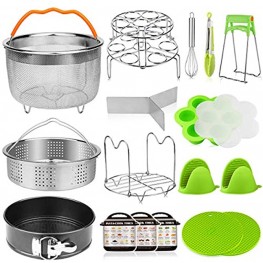 Aiduy 18 pieces Pressure Cooker Accessories Set Compatible with Instant Pot 6,8Qt 2 Steamer Baskets Springform Pan Stackable Egg Steamer Rack Egg Beater 2 Silicone Trivet Mats