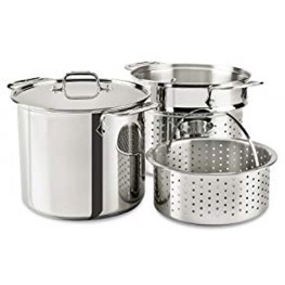 All-Clad E9078064 Stainless Steel Multicooker with Perforated Steel Insert and Steamer Basket 8-Quart Silver