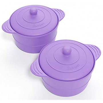 Bakerpan Silicone Small Round Pot Steamer Cooker with Lid 4 Inches Set of 2