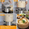 HAPPi STUDIO Bamboo Steamer Basket 10 inch and 304 Stainless Steel Steamer Ring Set 100% Natural Handmade 2-Tier Dumpling Steamer for Cooking Dim sum Bao Bun Cotton Liners Included Extra Deep