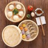 HAPPi STUDIO Bamboo Steamer Basket 10 inch and 304 Stainless Steel Steamer Ring Set 100% Natural Handmade 2-Tier Dumpling Steamer for Cooking Dim sum Bao Bun Cotton Liners Included Extra Deep